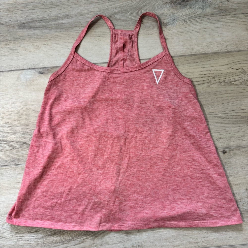 Pink open back workout tank